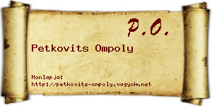 Petkovits Ompoly névjegykártya